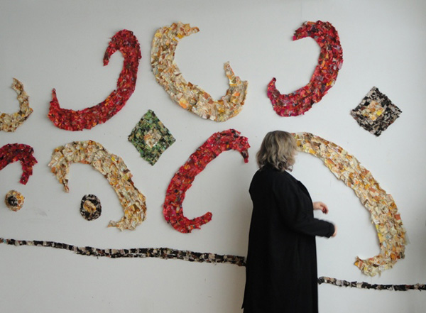 Barbara Wisnoski in her Montreal studio with a work in progress. Photo: Brooks Yardley