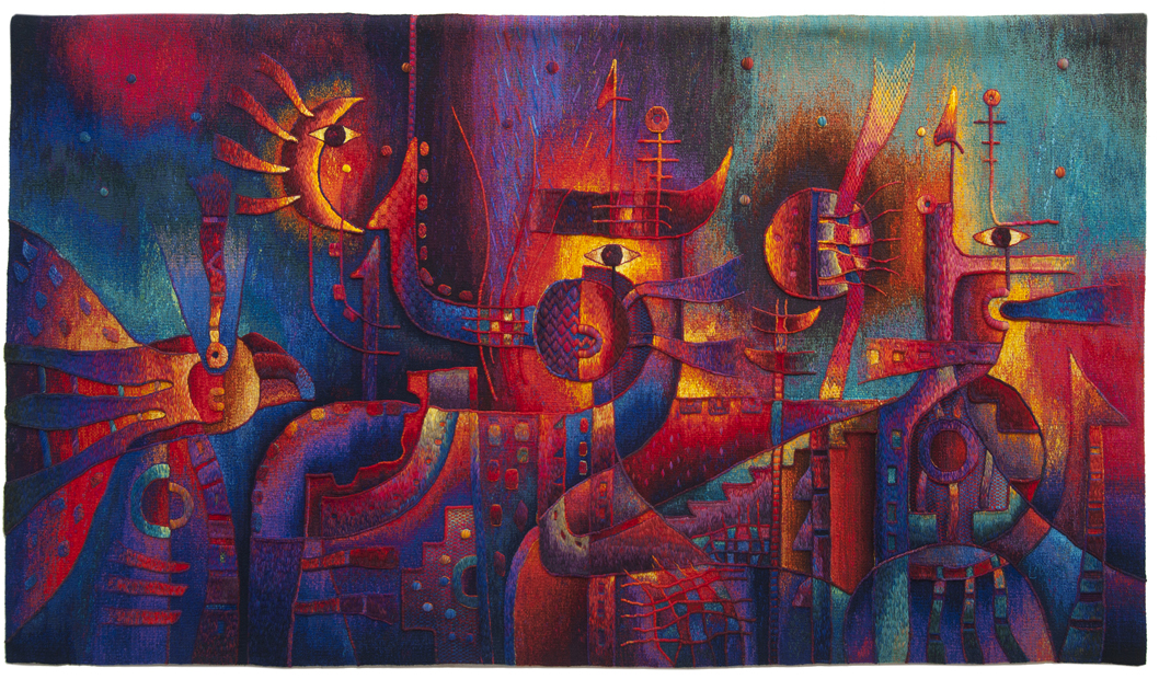 Inner Cosmos, 122 x 217 cm, Alpaca wool, cotton, mixed fibers. Hand-woven Tapestry