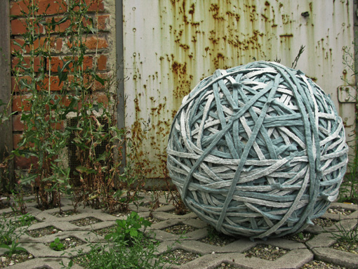 Sitz kugel Blue, hand made felt: merino wool and cotton fabric, D: 50 cm