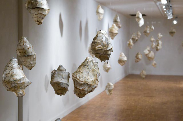 "Incubation", Multimedia installation. Wire, gut, digitally printed tissue paper, audio component. 2011.