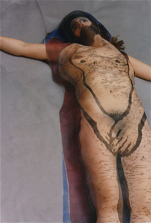 We, woodblock printed and dyed organza, draped and photographed, 2002