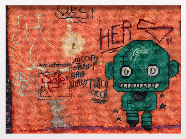 Rome 1, canvas, wool, 2009, 14” x 11”, needlepoint, photo: J. Szot