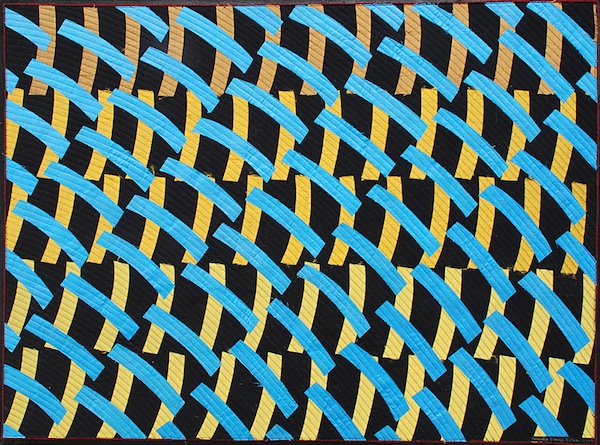 No.25, Number Series, 30hx40w inches, silk, thread, collage of silk pieces, machine stitched and mounted on painted canvas. Photo: Carmella Karijo Rother.