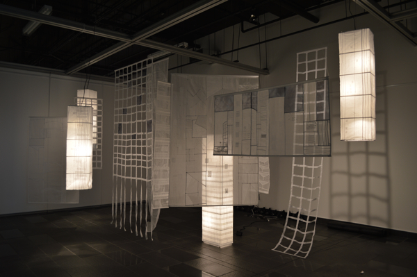 A State of Transparency, site-specific installation, pima cotton organdy, Pojagi. Photo: Meghan Brondos.