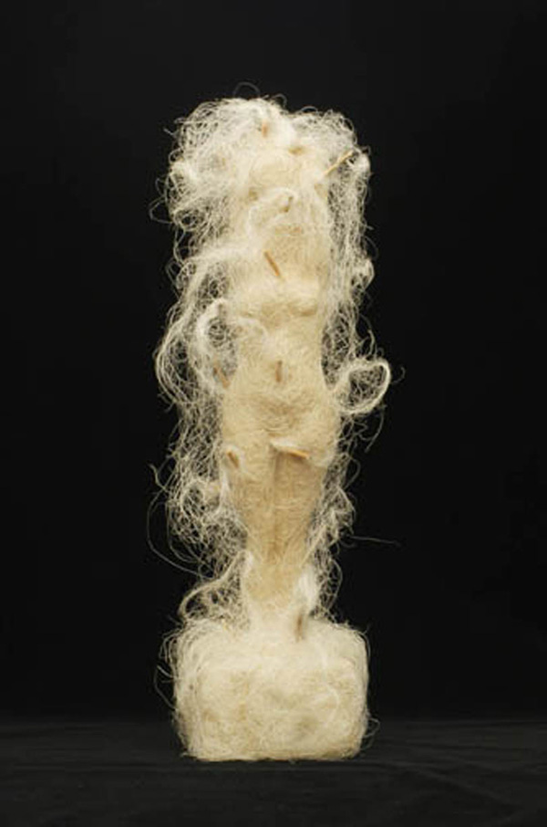 If You Prick Me: 31"x 7"x7", Sisal, glue, wood: