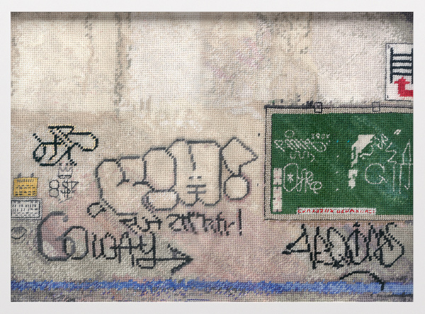 Tokyo 2, canvas, wool, 2010, 14.5” x 11”, needlepoint, photo: J. Szot