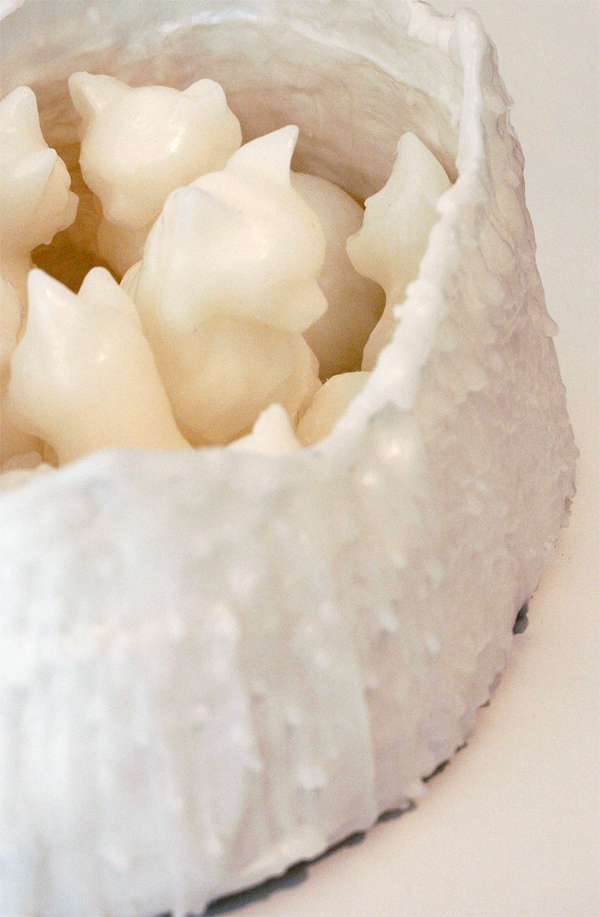 Detail: Potential/Perfection, (work produced by Megan Skyvington and Tara Lee Towers), varies, wire, Japanese paper, microcrystalline wax, photo: Megan A. Skyvington and Tara Lee Towers.