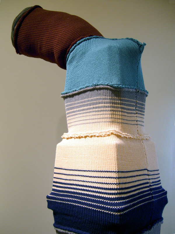 It's not the end of the world, it just seems that way (detail), machine knitted natural and synthetic yarn, pillow stuffing, various plastic forms installation dimensions, 15 feet wide, 8 feet deep, 2009. Photo: Andrew MacDonald.