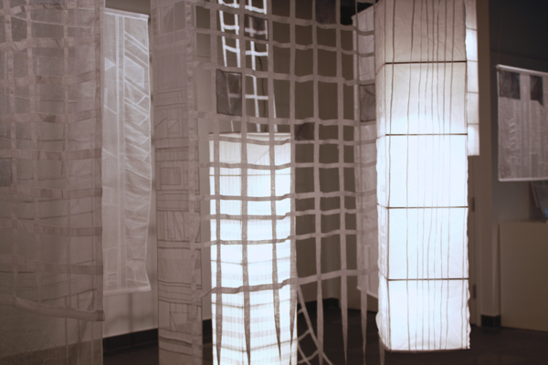 A State of Transparency, site-specific installation, pima cotton organdy, Pojagi. Photo: Karen Goetzinger.