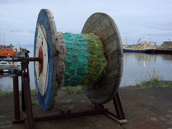 Nets, 72"x52"x52", reclaimed hay nets, knitting technique, found spool, Skagastrond, Iceland, 2010