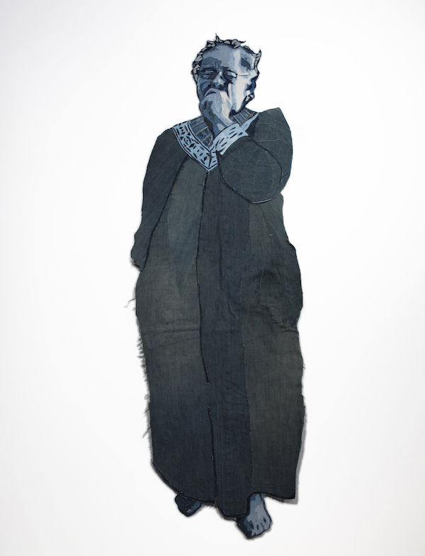 Mom, denim, 2012, 61 x 30 inches, denim applique, Photo: James Arendt.