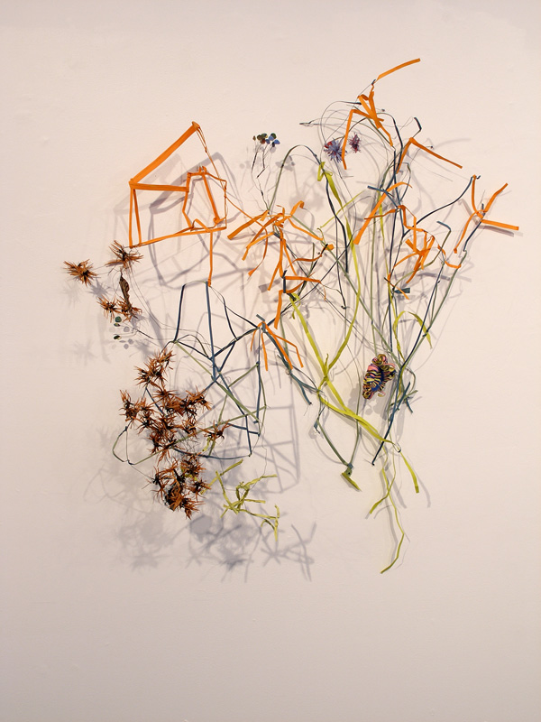 Being Natural, woodcut on Okawara paper,wire, detail, Durham Art Gallery, 2010