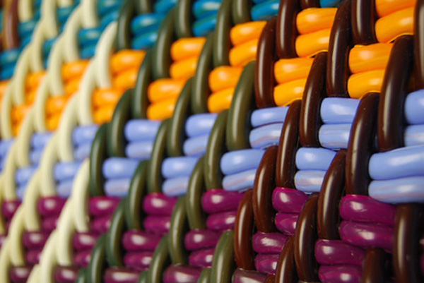 Chevrons vs Stripes, detail, Robert Davidovitz, 2009, 12'x12", acrylic on panel, weaving