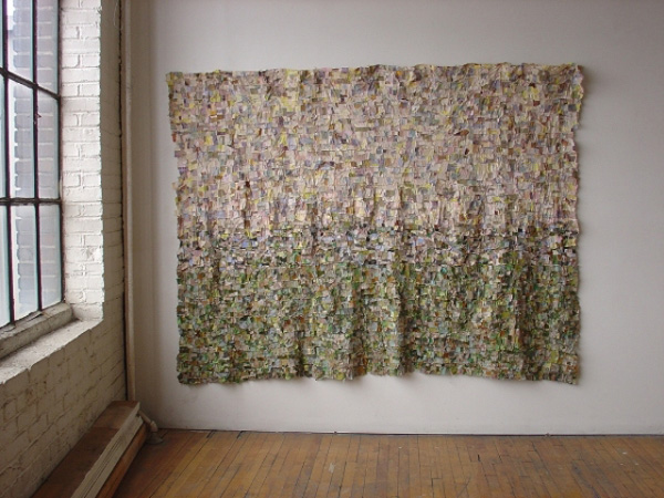 	 	
Field, 2008, 65 x 90 inches, fabric, thread, Machine-pieced