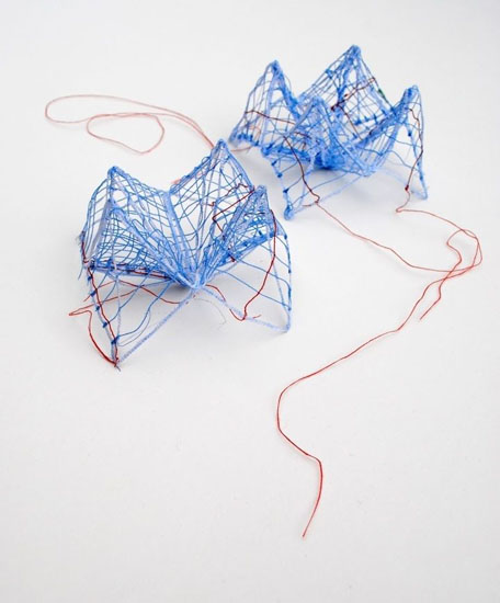 Folded Fortune, Thread Machine Embroidery, 4" x 4" x 3", 2010