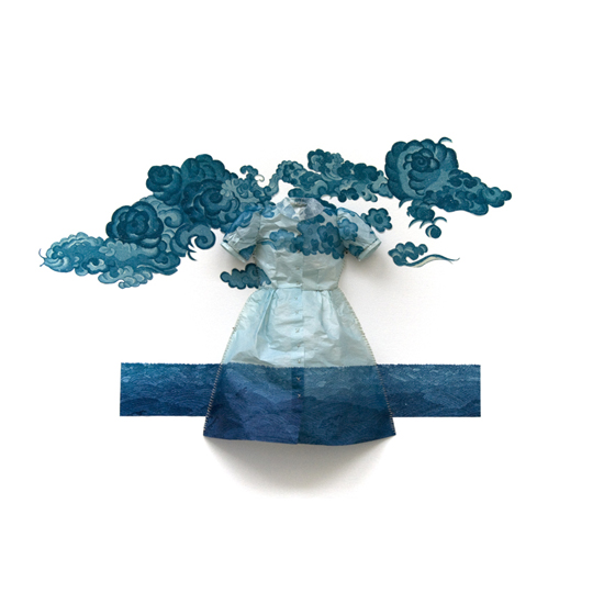 Quietly Being, 2009, Etching with aquatint and thread, 14" x 14" x 1"