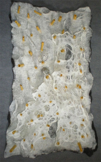 A Winter Thaw, 3 D, wall hanging; hand felted wool fleece hand dyed, 2010 x 120 x 10 cm – photo: Grant Kernan