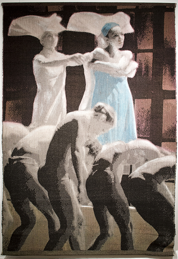 Rodin & Claudel 4, 2012, Jacquard weaving. From the Rodin and Claudel choreography by Peter Quanz, cotton, linen, dyes,160x108 cm.