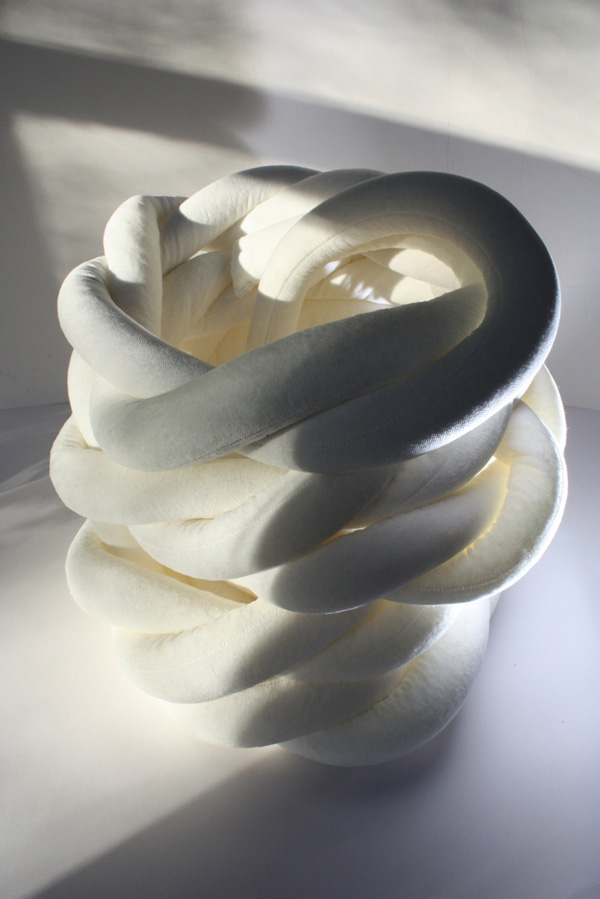 becoming … , (work in progress) 2009-2011, 7 columns each 40 x 40 x 60cm, cotton velvet, polypropylene pellets