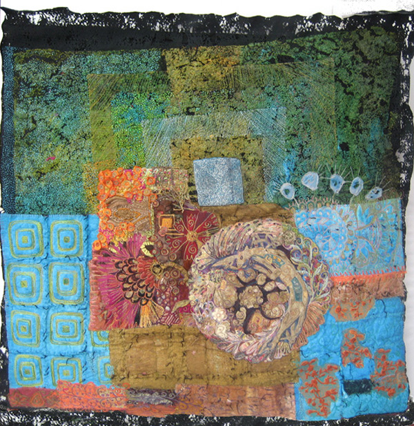 Fragments of Nostalgia, 2008. Machine and hand-stitched felt beading, 36"x37".