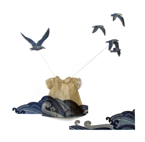 	
Out of the Sea, 2008, Etching with aquatint and thread, 14" x 14" x 1"