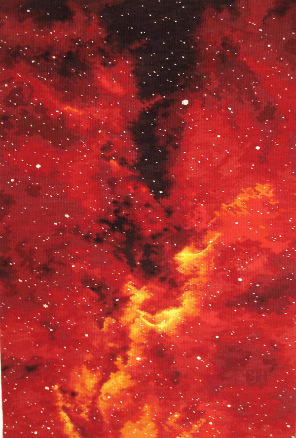 Shiva Dances, 2009, 25"x37" (63.5 x 94cm), linen warp. wool weft, woven tapestry, photo by artist