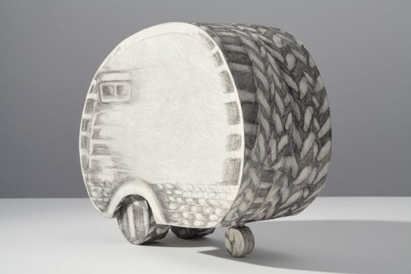 Teardrop I, 2012, Graphite on Kurotani paper, foamcore, glue, 7 1/4" H x 9 1/4"W x 3 1/2"D