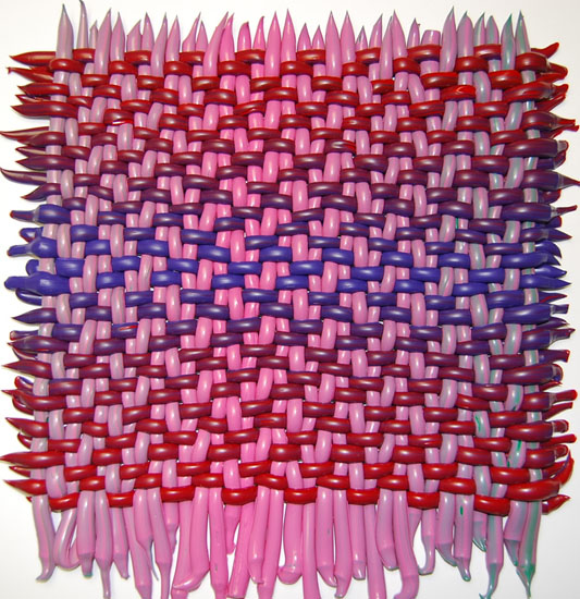 Tickled Pink, Acrylic on Panel. 12x12", Weaving. July 2009
