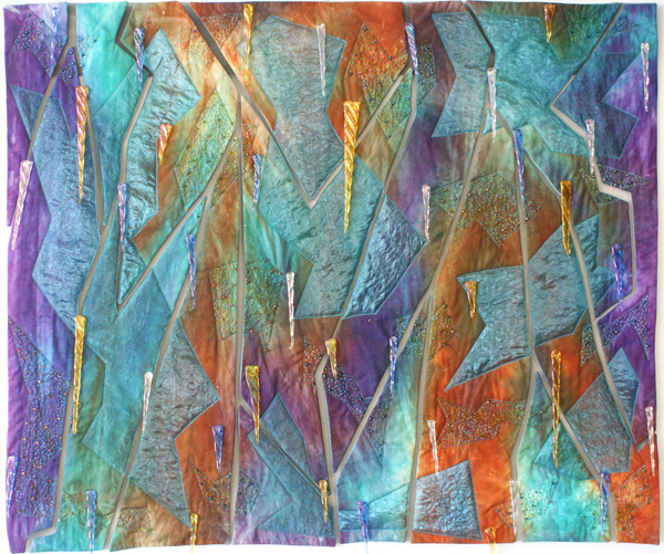 Icebergs & Cool Breezes, 36” h x 42” w x .5” d, fibre, collage, quilting