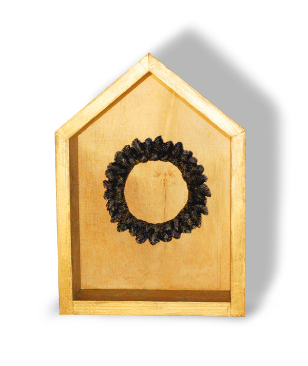 The Pigeon becomes the Hawk, 12"x 9" x 3", wood, sculpey, acrylic paint, glue, photo: Woman King Collective