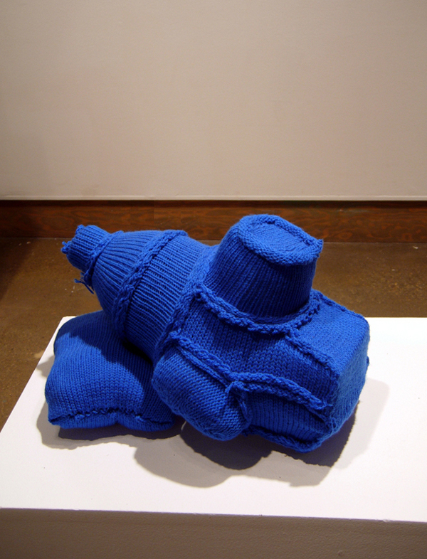 Heads (Detail), machine knitted natural and synthetic yarn, pillow stuffing, various plastic forms, 10 feet wide, 7 feet high, 2010. Photo: Andrew MacDonald.