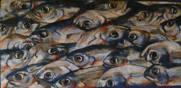 Live Water, 40" x 26", wool and silk, needle and hand felted. Photo: Robin Wiltse