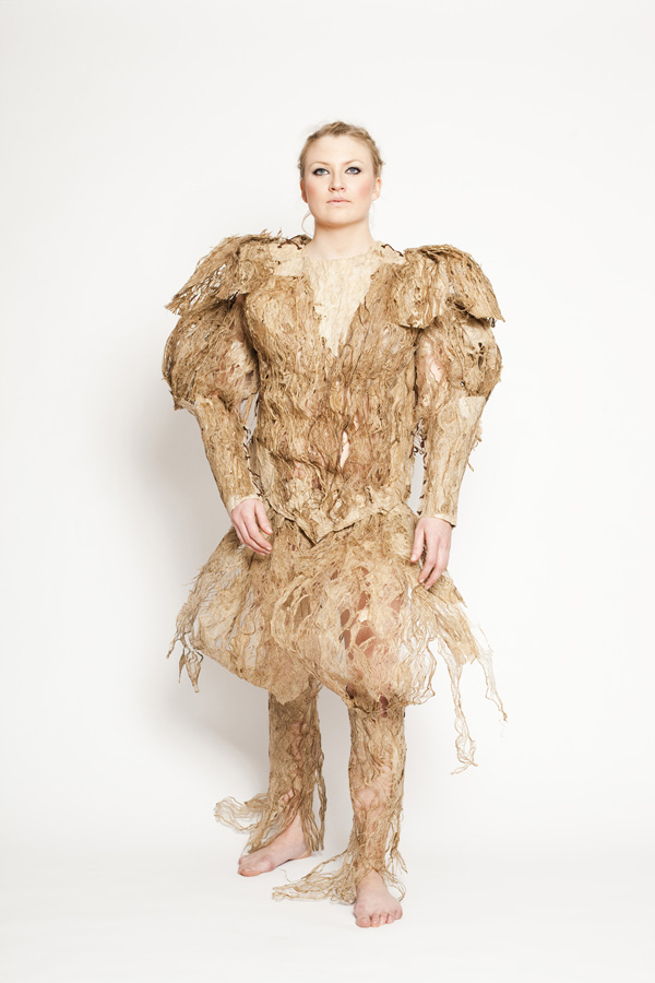 Armour Front, Media: Handmade Kozo paper, Kozo, Metal Grommets, Lamb Skin Leather, Polyester Thread, 2011, Photography: Christine Lim