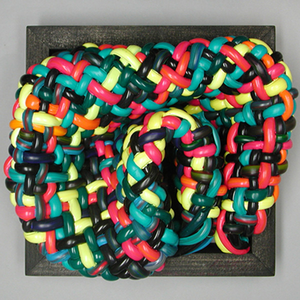 Dark Side of the Moon, Acrylic on Panel. Weaving. 10''x10'' October 2008