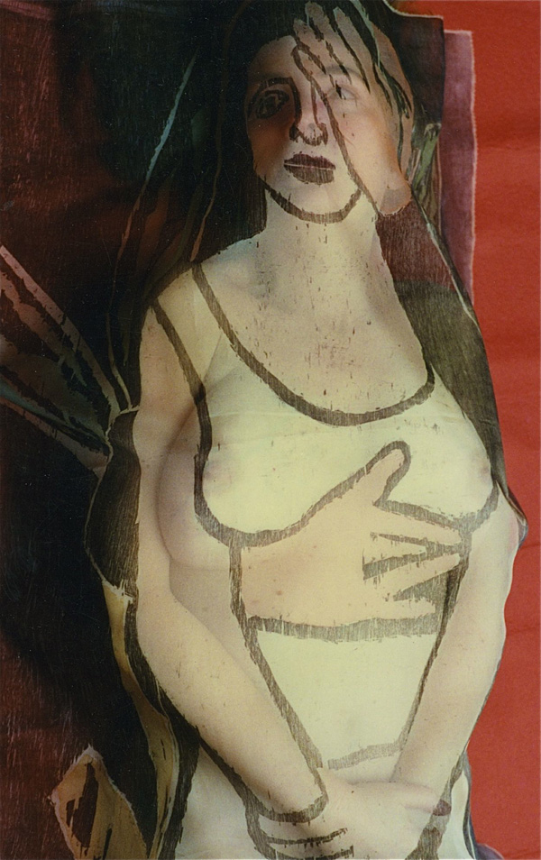 In the Garden, woodblock printed and dyed organza, draped and photographed 2002