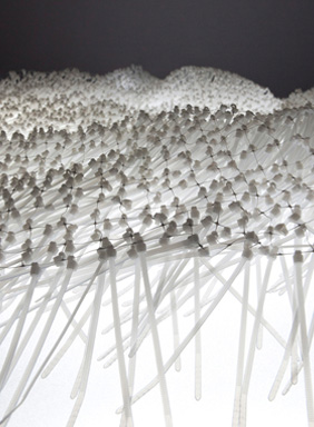 Detail: Flot, 2011, Zip-Ties, glass, painted steel and neon, Michel Dubreuil photo credit