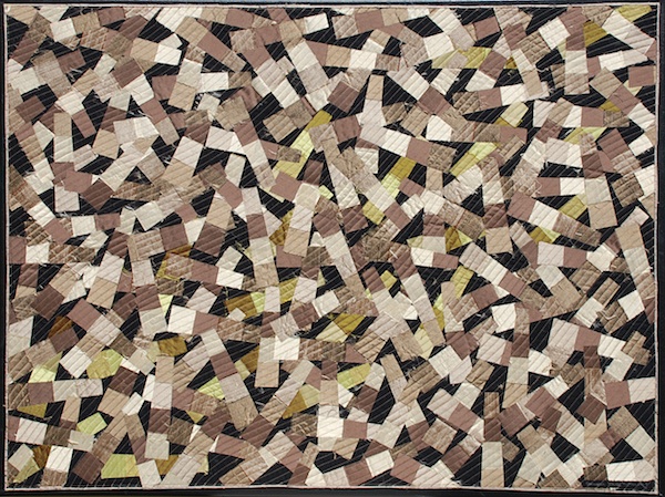 No.14, Number Series, 30hx40w inches, silk, thread, collage of silk pieces, machine stitched and mounted on painted canvas. Photo: Carmella Karijo Rother.