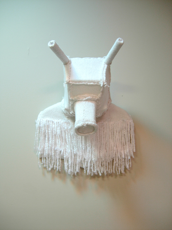 Lost space dog, machine knitted natural and synthetic yarn, various plastic forms, 28 x 18 inches, 2011. Photo: Andrew MacDonald.