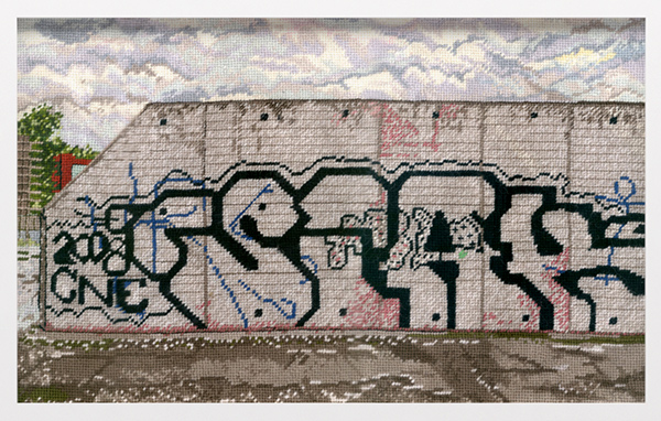 Berlin 2, canvas, wool, 2009, 16” x 10”, needlepoint, photo: J. Szot