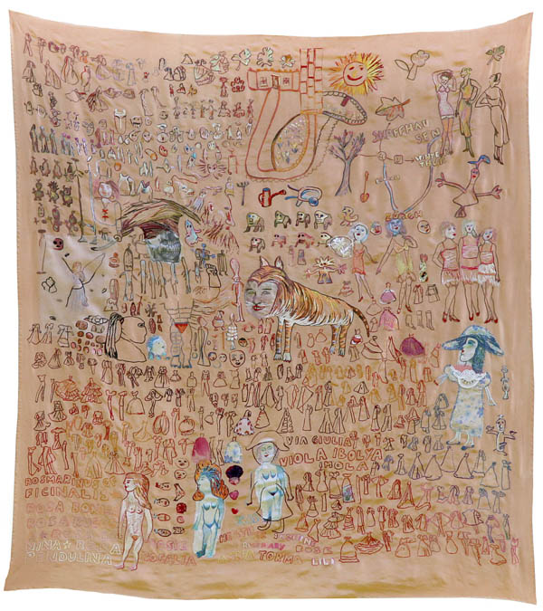 Vanitas1, 2011, Hand embroidery on one layer of silk, 153x135cm, photo: Istvan Zsako