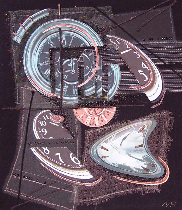 A Taste of Time, 2004, 16" x 18 1/2" collage – digital print on fabric, appliqué, beading. photo: Milena Radeva.