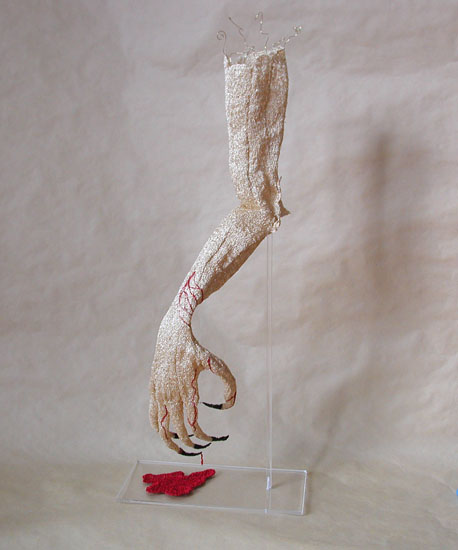 Aaron's Arm, Metallic thread, wire, Machine and hand embroidery, 24"hx10"wx5"d, photo: C. Jackson
