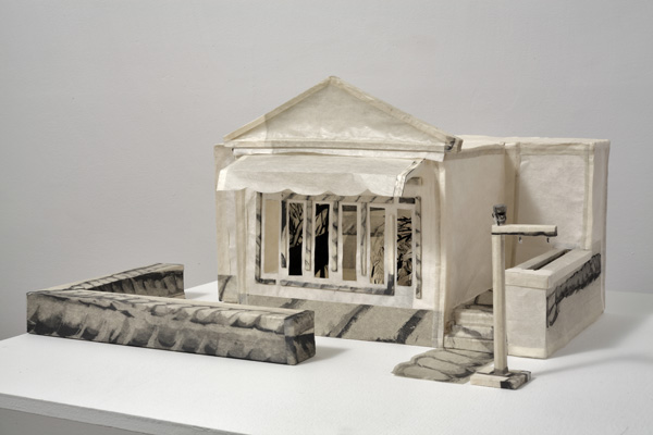 Campbell south of Grant, etching on Kurotani paper, archival tape, 9½"H x 16"W x 16"D, 2010, photo: Peter Legris