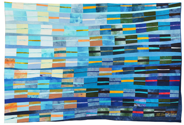 Big River Series: Fastwater, 40x60”, hand-dyed cotton pimatex, machine pieced and quilted