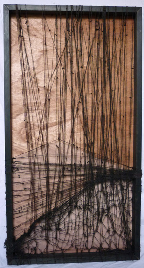 Forest 2, 2010, burlap, red oak, aspen, 3 ft x 20 inches