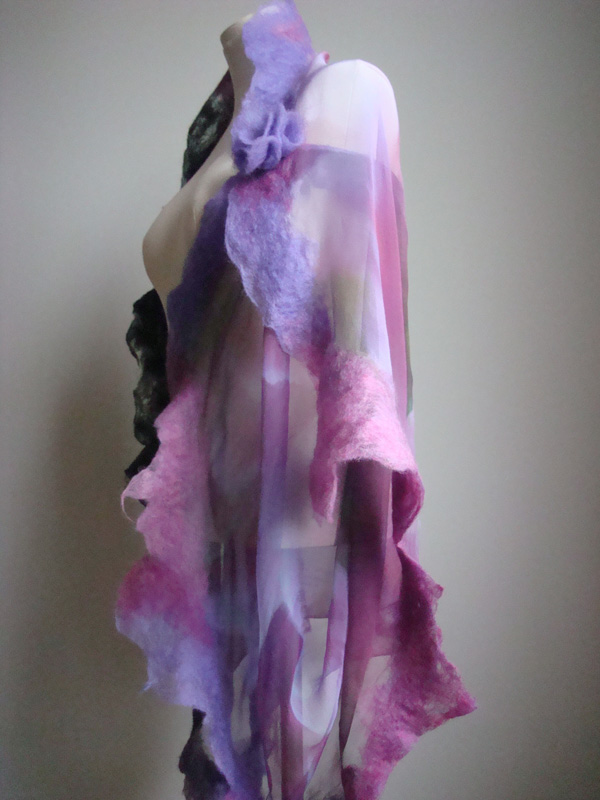 Hydrangea shawl shrug, Nuno felting on silk, 2012 Photo-Lorena Santin Andrade