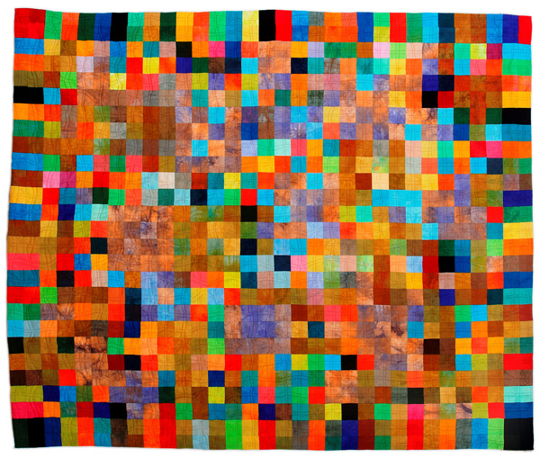 Large Two Inch Squares, 54in. x 64in., cotton hand-dyed by artist, hand quilted by the Martin sisters.