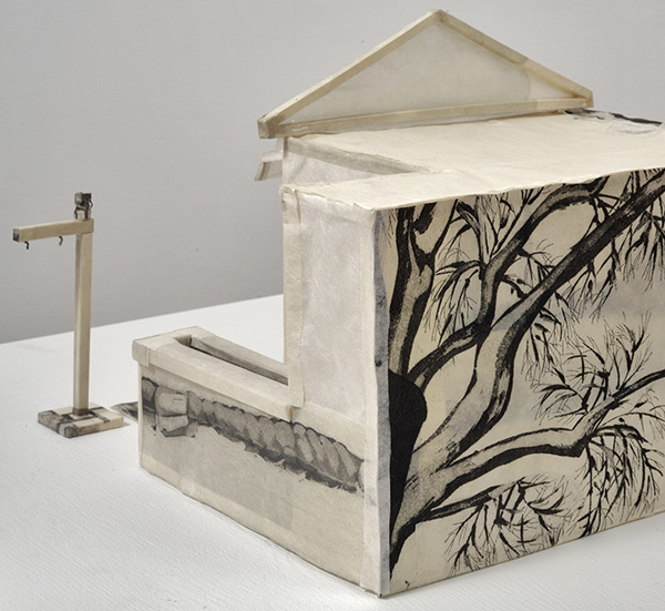 detail: Campbell south of Grant, etching on Kurotani paper, archival tape, 9½"H x 16"W x 16"D, 2010, photo: Peter Legris