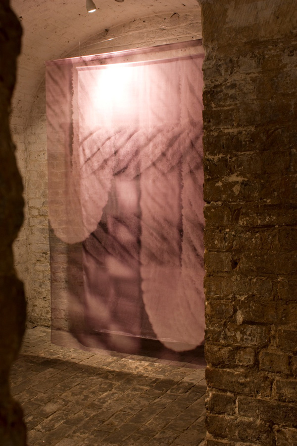 Caress II, 2011, 200 x 400 x 30cm, digital print on silk satin and silk organza