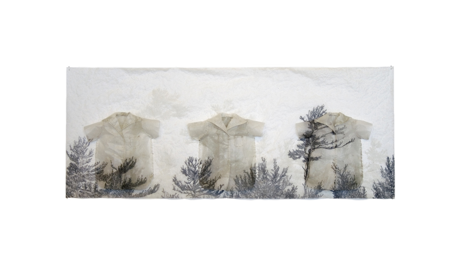 Displaced Memory, Soft ground etching with aquatint and thread, 16" x 20" x 1"